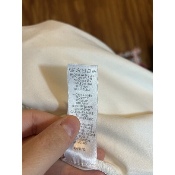 Adrianna Papell Womens Eyelet White Lined Crewneck Blouse Long Sleeve Sz XL - Picture 10 of 10